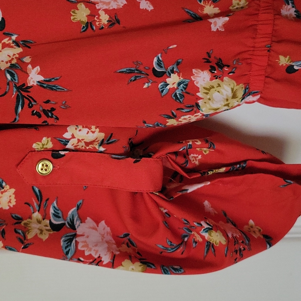 Women's Medium Quarter sleeve Dress. Orange with floral print design. - Picture 5 of 14